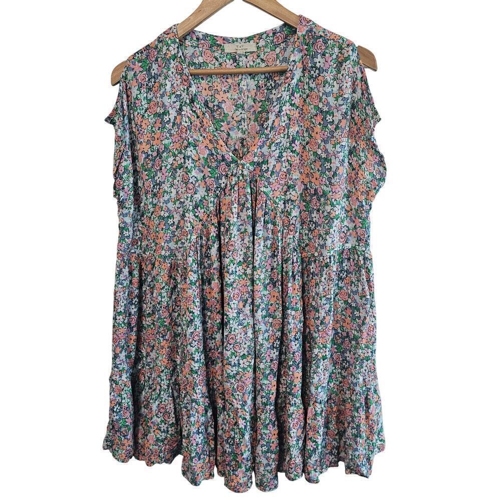 Chelsea & Violet Floral Dress Women Size Medium Pink Baby Doll Boho Cottage Mini
